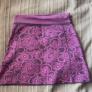 Title Nine Purple Floral A-Line Skirt with Striped Waistband